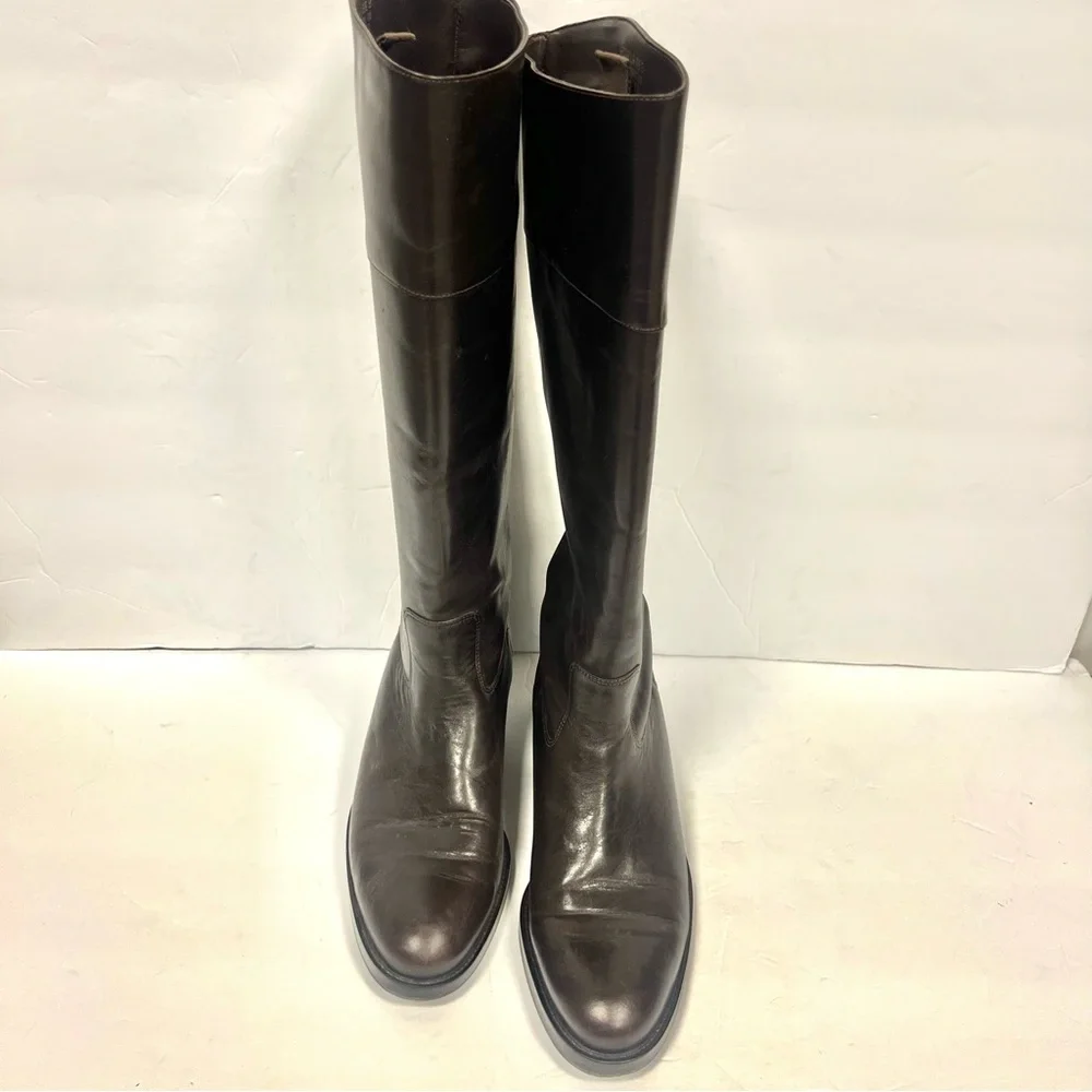 Ralph Lauren- Brown leather pull on riding boots. Size 8.5